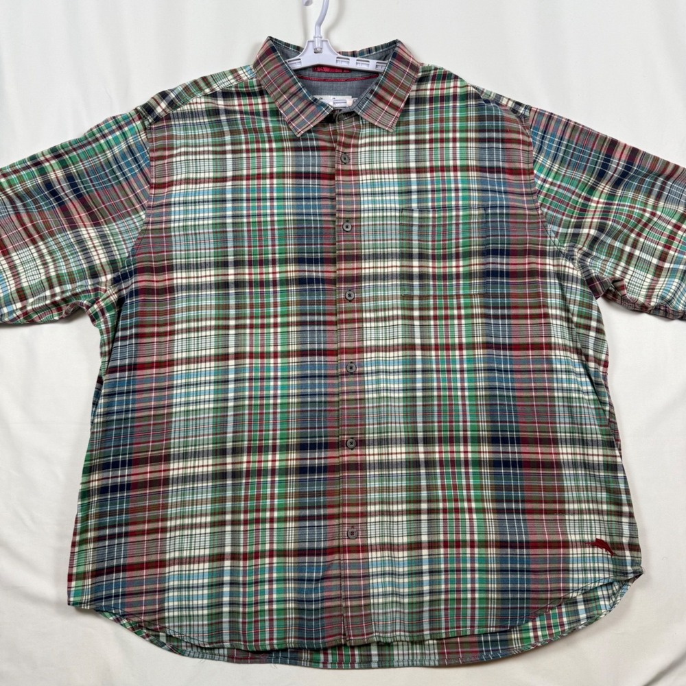 Tommy Bahama 3XL Plaid Long Sleeve Button Down Shirt Camp Casual Lyocell